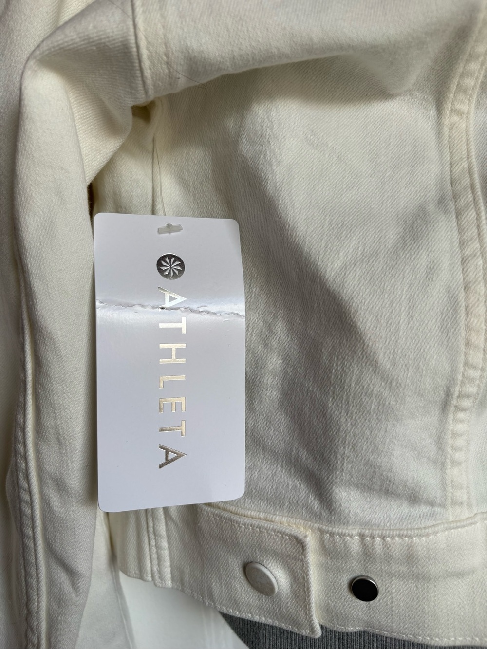 Athleta Double Time 3-in-1 Denim Jacket & Removable Hooded Vest Cream L NWT - Picture 5 of 6